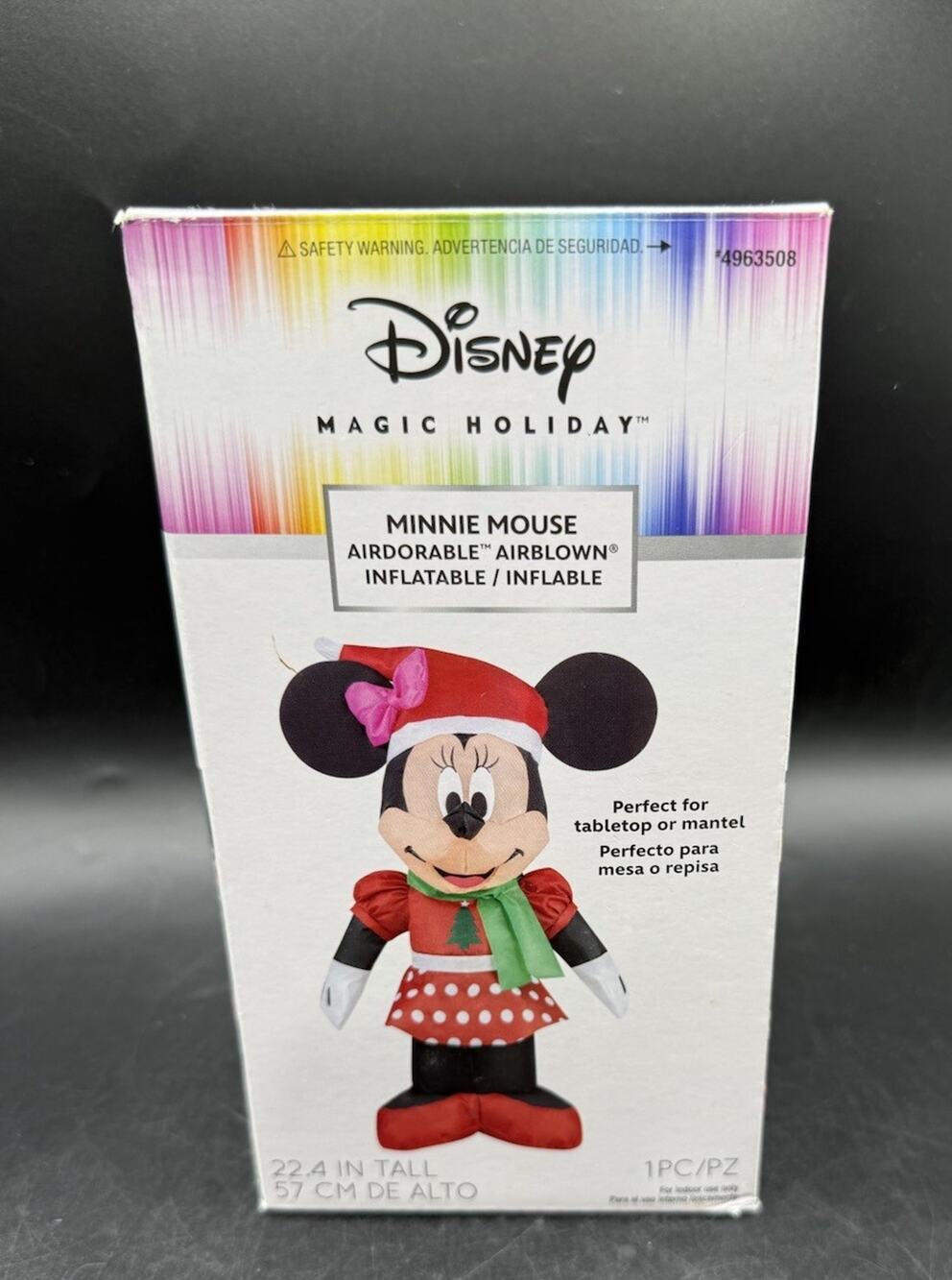 Disney Magic Holiday Minnie Mouse Airdorable Table Airblown Inflatable 22.4” 48D